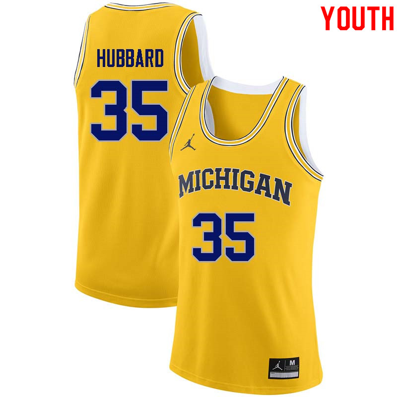 Youth #35 Phil Hubbard Michigan Wolverines College Basketball Jerseys Sale-Yellow